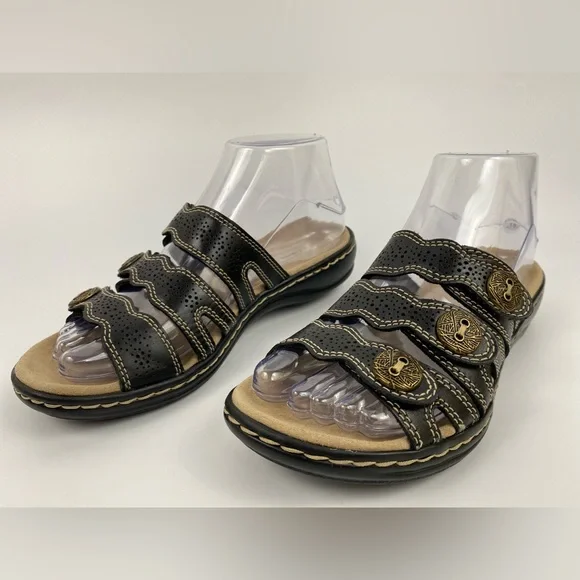 Clarks Ultimate Comfort Collection Sandals, Women's US Size 6M, Black Leather - Picture 3 of 11